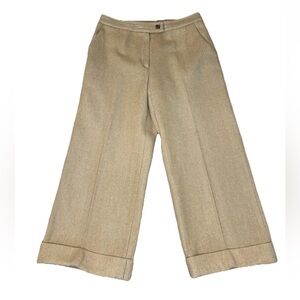 VTG 90s Otravez Wool Wide Leg Cropped Cuffed Pants Camel Brown Small Minimalist